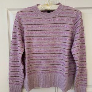 J. CREW LAVENDER STRIPED PULLOVER SWEATER, SIZE L, FROM A SMOKE FREE HOME